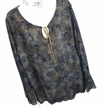 Vintage Avenue Floral Paisley Top Fairy Whimsy Metallic Stretchy USA Boho 18/20 - £22.92 GBP