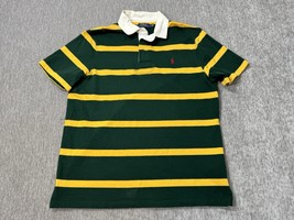 Polo Ralph Lauren Rugby Shirt Mens Large Green Yellow Striped Short Slee... - $39.59