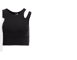 Fila Womens Uplift Slice Crop Performance Bra Top,Size Large,Black - £45.75 GBP