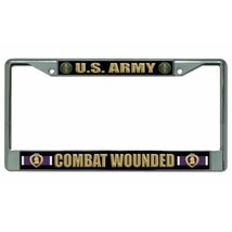 army combat wounded purple heart military logo chrome license plate made in usa - £23.44 GBP