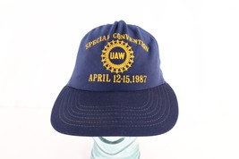 Vintage 80s Distressed UAW Special Convention Spell Out Trucker Hat Snapback - £19.34 GBP