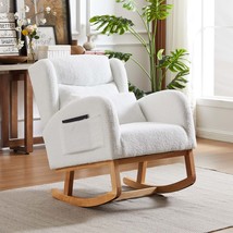 Modern Accent High Back Arm Rocking Chair - Living Room Lounge with Pockets - $190.99