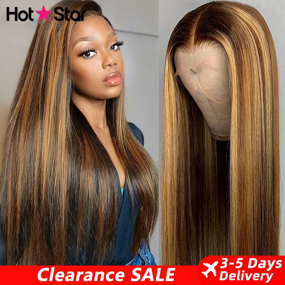 Premium 13x4 HD Lace Frontal Wig 4/27# Highlights Blonde Colored Human Hair Wi - £94.28 GBP+