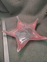 Art Glass Starfish Bowl Pink Swirl Beach Decor Murano Style Glass 13” Tr... - £17.06 GBP