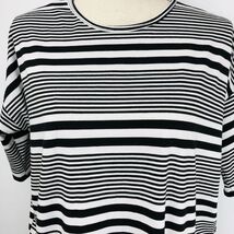 LuLaRoe Irma Shirt Top Tunic XXS Black White Stripe High Lo Oversized - $14.99