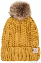 Mustard - Beanie Hat Toddler Kids Genuine Ages 2-7 Sherpa Lining Pom Knit - £23.61 GBP