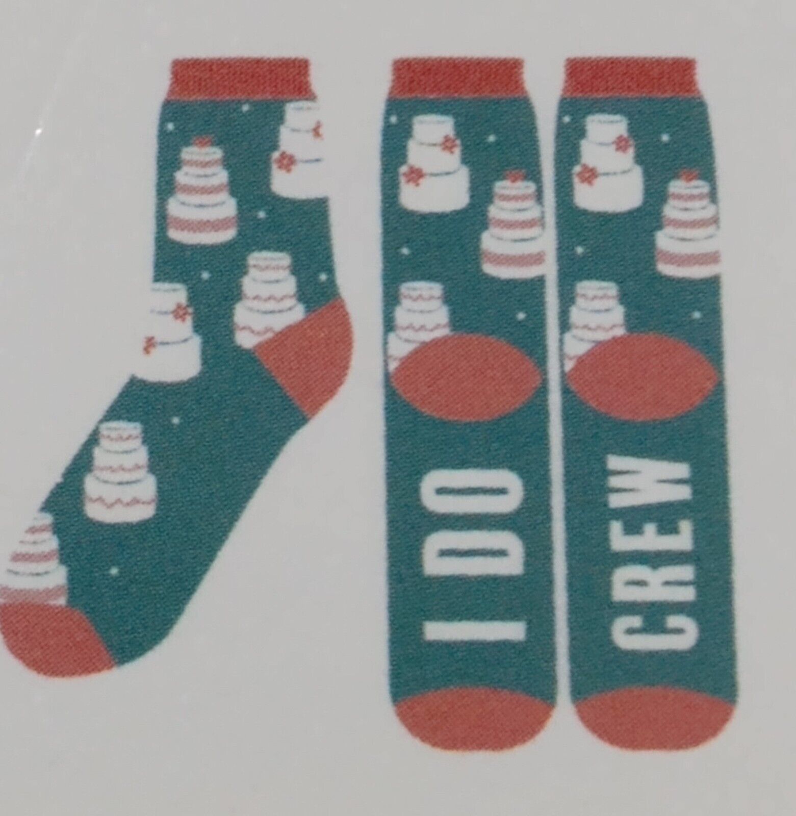2 Pair Adult I Do Crew Quarter Length Socks (Cakes & Phrases) One Size - NEW!!!