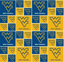 Cotton University of West Virginia Mountaineer College Team Fabric Print D664.21 - £22.11 GBP