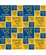 Cotton University of West Virginia Mountaineer College Team Fabric Print... - £21.96 GBP