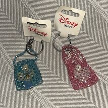 Disney Store Beaded Bag Keychain With Charm sleeping Beauty Cinderella D1 - $17.07