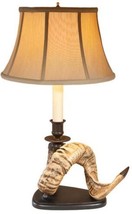 Sculpture Table Lamp Ram Horn Right Facing Hand Painted OK Casting Linen - £440.97 GBP