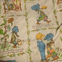 Vintage Holly Hobbie Twin Fitted Sheet Morgan Jones Muslin Words Of Wisdom 1970s - £22.14 GBP