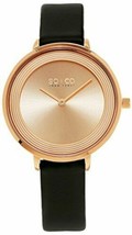 NEW SO &amp; CO New York 5204L.5 Womens Madison Slim Rose Gold Dial Black Band Watch - £39.71 GBP