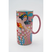 Six Flags DC Comics Wonder Woman 16 oz. Mug Tall Pink 6.25&quot; H Made in Th... - £16.74 GBP