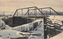 River Bridge Winter Ice Snow Rapid City Michigan 1910s postcard - £5.57 GBP