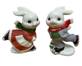 Homeco 5305 Skating Bunnies Figures Rabbits  4 1/4 In High  Set of 2 Boy &amp; Girl - £11.13 GBP
