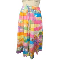 Serengeti Womens Rainbow Patchwork Skirt Tie Dye Watercolor Artsy Festiv... - $24.17