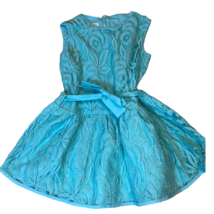 Five loaves Two Fish Aqua Blue &amp; Lace Belted Girls Size 6 Dress - $24.00