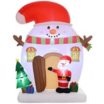 Giant Christmas Inflatable Snowman House Santa LED Outdoor Decor - $105.99