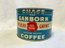 Chase &amp; Sanborn Wind Key Coffee Can 1 Pound New York Seal Brand Tin Advertising - $29.95