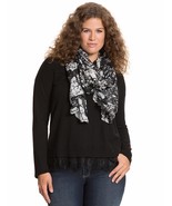 LANE BRYANT BLACK Lace Hem Trim Ribbed Sweater SeXy Plus 26/28/30/32 4X ... - $36.24 CAD
