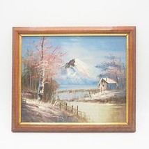 Original Acrylic Painting Forest Mountain Cottage Landscape Framed - £58.78 GBP