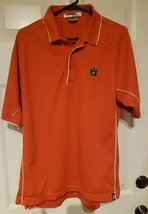  Mens Auburn University Antigua Polo Orange Collared Embroidered Logo Sz M - £12.40 GBP