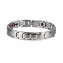 Vinterly Black Bracelet Male Chain Steel Magnetic Bracelet Benefits Germanium Wr - £19.83 GBP