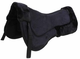 23"x22" Horse English Riding Black Contour Suede Leather Lined Half Pad ... - $36.62