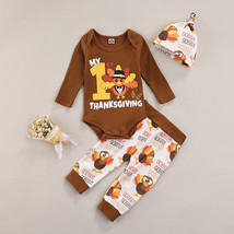 NEW 1st Thanksgiving Turkey Baby Boys Bodysuit Pants &amp; Hat Outfit Set - £8.62 GBP