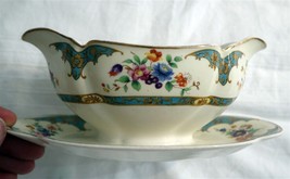 Vintage Johnson Bros Pareek GRAVY BOAT Attached PLATE England c1950&#39;s - £21.41 GBP