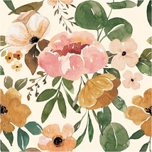 HaokHome 93215-2 Vintage Boho Floral Peel and Stick Wallpaper Peonies Removable - £21.22 GBP