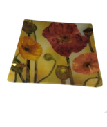 Decorative Square Plate With Red Orange Flowers 12&quot; x 12&quot; inches - $34.24 CAD