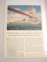 1957 Color Ad American Presidential Lines Featuring S.S. President Hoover  - £6.27 GBP
