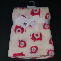 NEW Baby Gear Pink Elephants Fleece Blanket Lovey White Gray Baby Girl Gift - £21.64 GBP