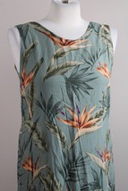 Vtg Paradise Found M Rayon Green Floral Hawaiian Sleeveless Tank Midi Dress - £28.76 GBP