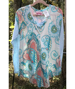 Skechers Tween Girls M (10-12?) Paisley Floral Top Aqua Coral Knit Shirt... - $19.81 CAD