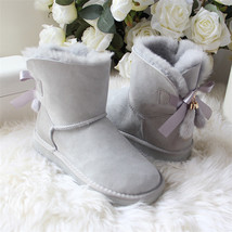 Real Women Ankle Boots Women Shoes Fashion Snow Boots Genuine Sheepskin Leather  - £93.22 GBP