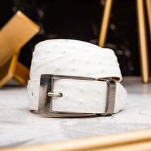 Marco Di Milano genuine exotic & ostrich Domenico Belt White image 4