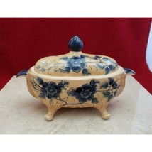 Katherine&#39;s Collection Handpainted In Thailand Blue Flower Candy Dish wi... - $101.35 CAD