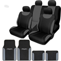 For Jeep New Black and Grey Flat Cloth Car Truck Seat Covers With Mats Full Set - £39.47 GBP