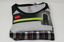 Hanes Long Sleeve Raglan &amp; Flannel Pant Pajama Set Size 2XL - £15.72 GBP