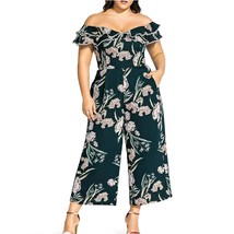 City Chic Women Plus XS 14 Fresh Fields Floral Off The Shoulder Jumpsuit... - $83.29