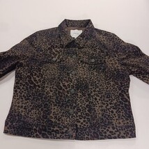 Nine West Jean Women's Sarah Jacket Denim Tan Wild One Leopard Print Size Large image 11