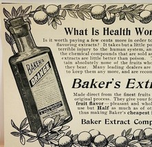 1901 Baker&#39;s Extracts Quack Medicine Victorian Medical Beverage Advertis... - £8.64 GBP