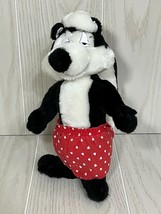 Looney Tunes 11&quot; Pepe Le Pew 1997 vintage plush skunk red heart boxer sh... - £10.55 GBP