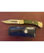 VERY RARE  GREEN 40 YEARS BUCK 110 FOLDING HUNTER KNIFE W... - £266.30 GBP