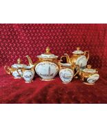 Royal Bavaria 24c gold tea set, 6 pieces tea, milk pitcher and sugar bowl - $150.00