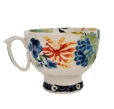 Antrhopologie Coffee Tea Mug Floral Bird Pedestal - £18.01 GBP