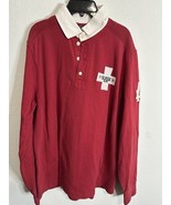 Vintage Polo Ralph Lauren Rugby Suisse 45 Red  Long Sleeve Polo Shirt Sz... - €68,22 EUR